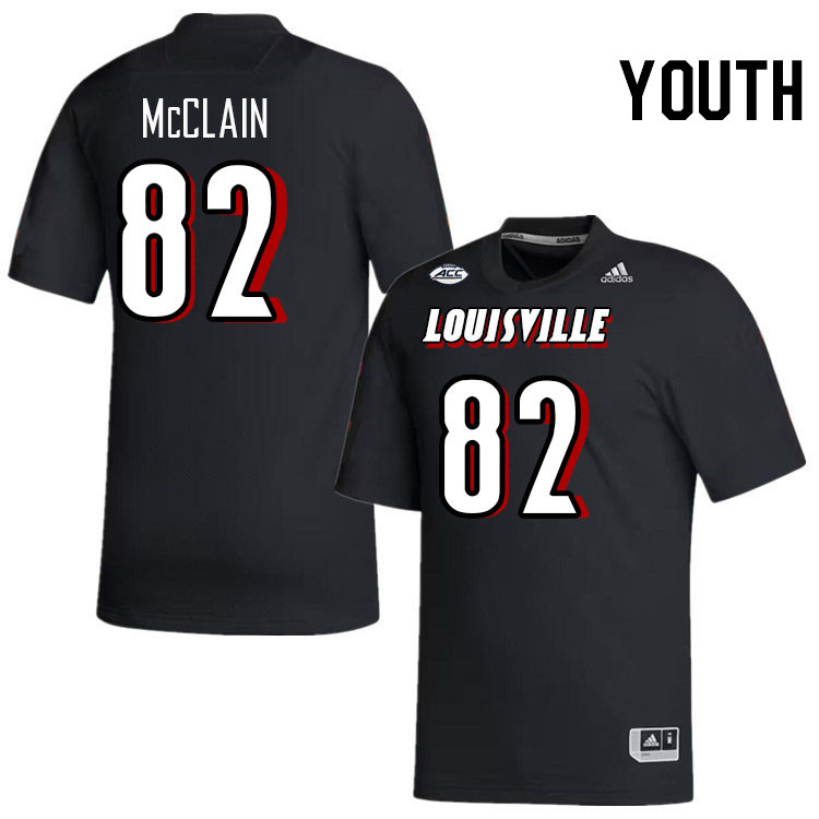 Youth #82 Jahlil McClain Louisville Cardinals College Football Jerseys Stitched-Black